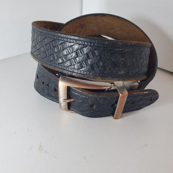 VINTAGE Nike Belt Classic Men's Leather Braided Brown Black Mens XXL 36"-48" - Picture 1 of 7